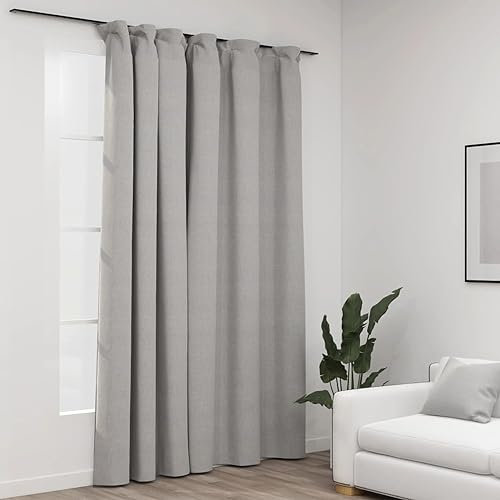 LAPOOH Tenda Oscurante Effetto Lino con Ganci Grigie 290x245 cm,Tenda Oscurante da Esterno,Tenda Oscurante Moderne(SPU:321175)