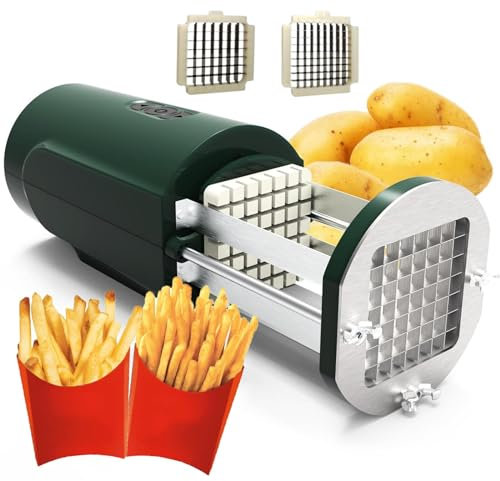 flatpincololee Kartoffelschneider Aus Edelstahl, Pommesschneider Mit Edelstahl 304, 1/2 Und 3/8 Zoll Ersatzkopf,Elektrischer Pommes Frites Schneider,Verwendung Für Kartoffeln, Karotten, Äpfel