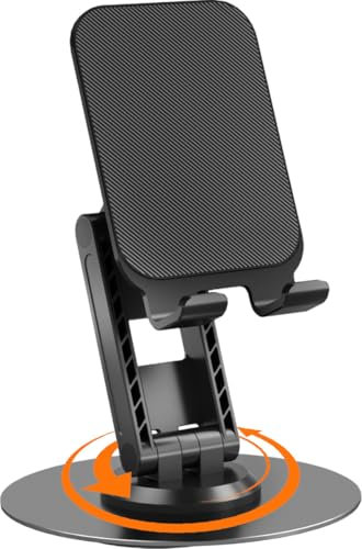 WINOK Handy-Halter Tisch 360°Drehbare, Faltbarer Handyhalterung, Handyständer Verstellbar Tablet Schreibtisch-Ständer für iPhone 15 14 13 12 Pro Max Plus, Galaxy S24 Ultra, Pixel 8, iPad (4-12 Zoll)