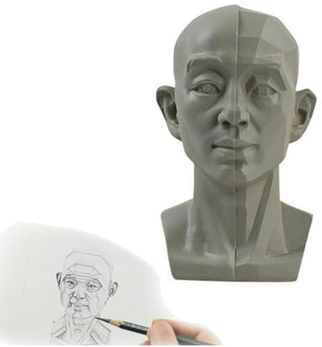 Kopfmodell für Künstler, Modell für Künstler, zum Erlernen von Ebenen des Gesichts, zum Lernen von Flugzeugen und leichten Details, kleiner Mannequin Manikinkopf für Kunst, Zeichnen, Skecthing Study