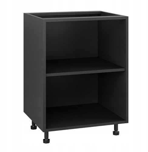 Laclar Modularer Unterer Küchenschrank 60 cm - ohne Arbeitsplatte - mit verstellbaren Füßen und Soft-Close - 18 mm Möbelplatte - einfach zu montieren - ideal für die Küche - Schwarz