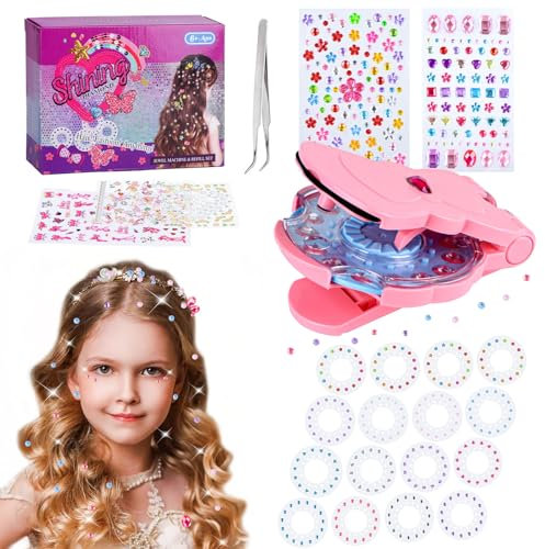 SEMKOTREE Hair Bedazzler Kit, Glitzersteine Haare Maschine mit 420 Hair Gems, Hair Gems Stamper Glitter Hair Machine, Haar Glitzer Gerät Strasssteine Hair Gemstone Styler