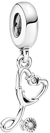 Lkwidi Donna Ciondolo Stetoscopio Dangle Argento 925 Colgantes con Zirconia cubica per Charm Bracciale