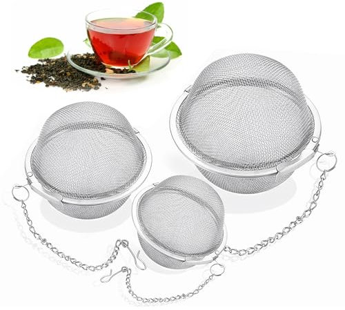 Bolas Infusor, 3 Piezas Colador De Té Esférico, Acero Inoxidable Colador De Té, Colador de té Infusor Ball, Infusores de Té en Forma de Bola, Colador de Té para Té de Hojas Sueltas y Especias