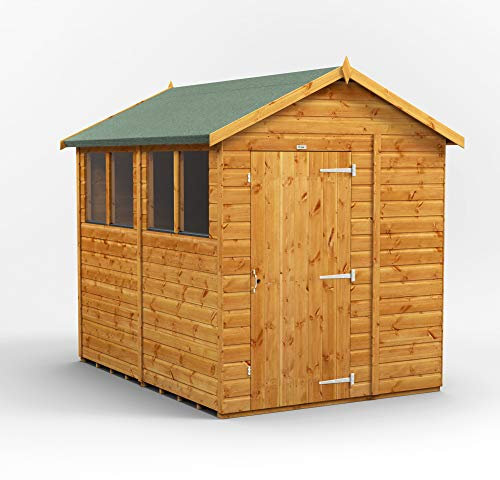 Powersheds Hochwertige Grad Satteldach Gartenhaus mit Sicherheitsfunktionen, PVC-Fensterbänke, Tür & Fenster anpassbar, aus extra dickem Gradsholz & gehärtetem Glas