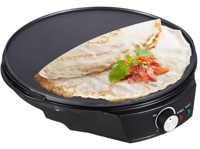 Crêpes Maker, 28 cm Crepes-Eisen Crepesmaker Antihaftbeschichtete für Crepes Pancakes Galettes Burritos Taccos 900 W Temperaturregelung 50–210 °C (EU-Stecker)