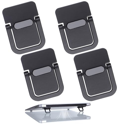MBAIYO 4PCS Bärbar tangentbordshöjare Självhäftande laptopstativ Osynliga minidatorfötter för skrivbordsdator tangentbordsstativ Laptophållare med antislip silikon (Svart)