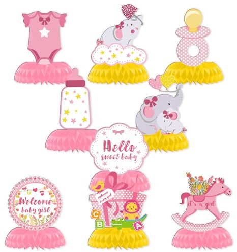 Neonato doccia a nido d'ape palla, ornamenti a tema, forniture di decorazione per feste, baby girl bottiglia doccia tavolo a nido d'ape ornamenti, adatto per baby shower festa di compleanno