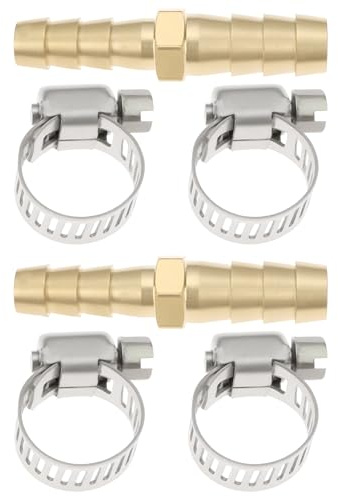 VGOL 2 Raccordi Riduttori Per Tubo Flessibile In Ottone Da 5/16 A 1/4 Di Pollice Con Fascetta Stringitubo Per Aria Acqua E Carburante