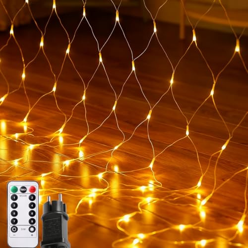 POIFL Luces navideñas para exteriores, 208 LED, 3 x 2 m, conectables, con temporizador e IP65, impermeables, con enchufe, 8 modos de iluminación, para interiores y balcones