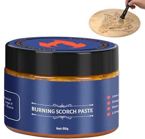 Evember Wood Burning Gel 65g, Multi-Function Wood Burning Paste, Woods Burnings Torch Pastes, 5x5x4.3cm Woods Craft Burn Paste for Drawing Leather, Paper, Canvas, Fabric