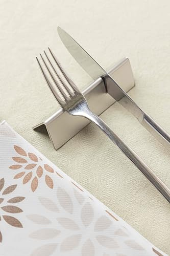 POGGìNO Set poggia posate Triangolare da tavolo acciaio INOX, porta posate inossidabile, Design Elegante, Idea Regalo per Mise En Place di lusso per ristorante, per due posate (4)