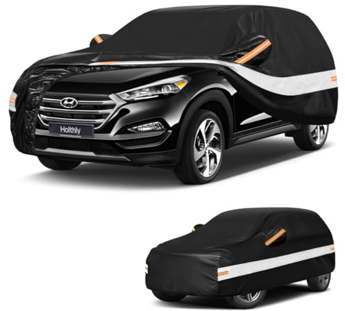 Holthly Autoabdeckung SUV Passend für Hyundai Tucson（2013-2026） 10 Schichten Vollgarage Auto Abdeckplane 100% Wasserdicht Autoplane Outdoor Autogarage Wasser,Staubschutz,Wind,Regen und UV Schutz
