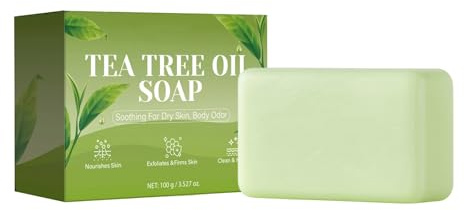 Jabón en Barra de Árbol de Té | Limpiador Natural Suavizante 100g Para Imperfecciones | Jabón en Barra para Manos | Para Piel Cuerpo y Cuero Cabelludo Uso Diario Familiar