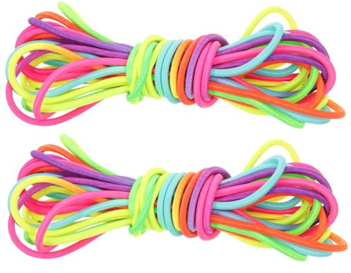 Parliky Cuerdas para Saltar de Goma Elásticas 2 Piezas 7 Metros Multicolor Niñas Ejercicio al Aire Libre y Actividades Físicas Escolares
