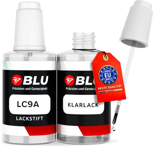 BLU Auto Lackstift LC9A Weiß pureweiss kompatibel für VW | Auto Lack Set inkl. Klarlack | Reparatur Ausbesserungslack