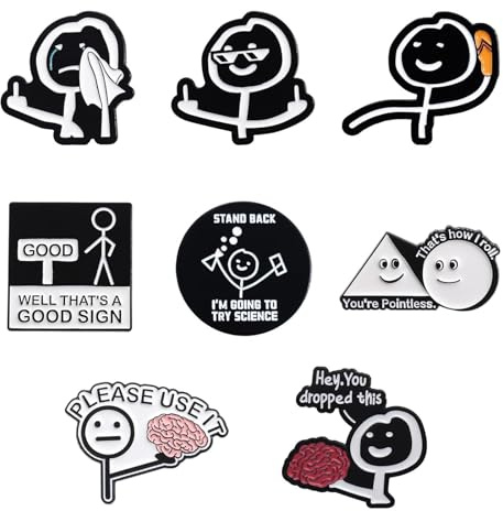 XFSRG 8 Stück Anstecker Pin Lustige Cartoon Strichmännchen Pins Anstecker Rucksack Jacke Emaille Anstecknadel Stickman Brosche Abzeichen Humor Pins Damen Herren Jugendliche