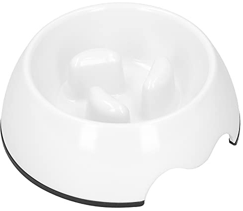 Hundefutternapf Melamin Slow Feeder, rutschfest, Anti - Schling - Napf Weiß - Langsames Fressen Fördern, Sicher und Robust, Für Hunde und Katzen (Weiß)