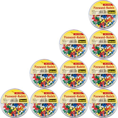 Idena 333005 Pinnwandnadeln, farbig sortiert, 100 Stück (10, Sortiert)