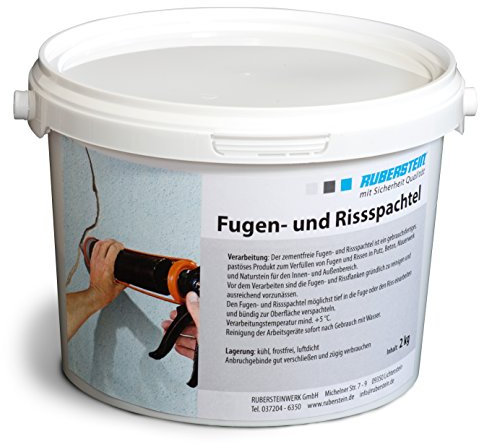 Ruberstein® Fugen- und Rissspachtel zementgrau, 2kg gebrauchsfertig im Eimer