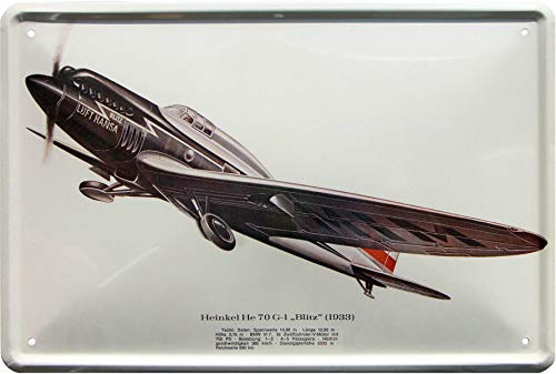 Heinkel He70 G-1 Blitz 1933 Lufthansa Flugzeug 20 x 30 cm Deko Blechschild 560