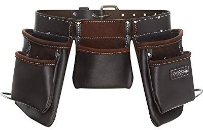 Cintura Porta Attrezzi in Pelle Conciata ad Olio 12 Tasche | Cintura da Lavoro per Costruttori, Falegnami, Carpentieri, Giardinieri, Elettricisti | Grembiule Marsupio Uomo