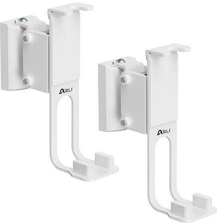 ARLI 2X Wandhalterung passend für SONOS One/One SL/Play:1 verstellbar Lautsprecherhalterung Lautsprecher Wandhalter schwenkbar drehbar neigbar Kabelführung & Befestigungsmaterial – Paar Weiss