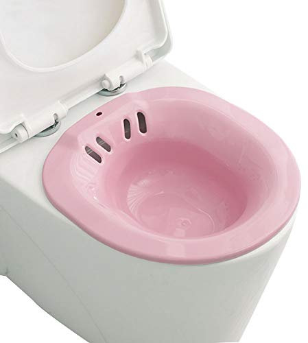 NANANA Sitzbad Sitzbäder Medical Grade aus Kunststoff, Sitzbad Bidet Einsatz Toiletteneinsatz Sitzbadewanne für Ältere Schwangere Frauen Vermeiden Sie Die Hockung, 39.5X36.5X9cm,Pink