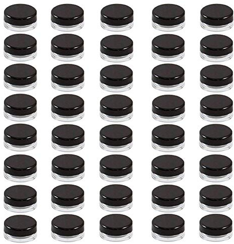 Ainkou 40pcs 5ml Small Clear Round Travel Sample Jar Pots Leak Proof Mini Storage Tiny 5 Gram Bottle Empty Small Creams Make-up Sample Cosmetic Containers Jars for Lip Balms Scrubs - Black