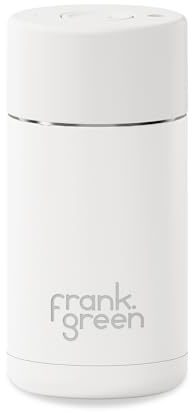 frank green - Tasse réutilisable en céramique - Tasse à café de voyage en acier inoxydable - Gobelet isotherme - Couvercle à bouton-poussoir - 355 ml - Nuage