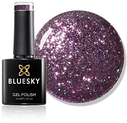 Bluesky Dazzling Platinum Gel Nail Polish 10ml, You Shimmer - BDP07, Purple Glitter Gel Nail Polish for 21 Day Manicure, Requires Curing Under LED UV Nail Lamp