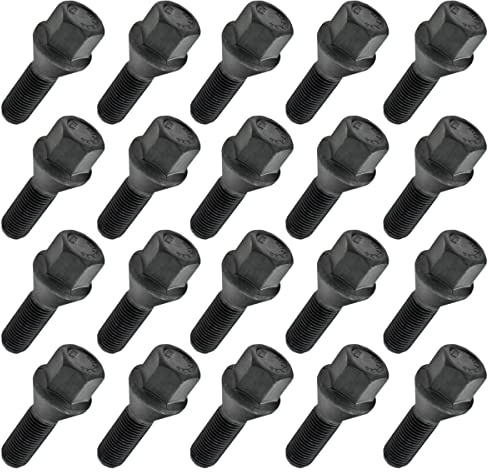 20x Radschrauben M12x1,25 Radbolzen 28mm SCHWARZ Kegelbund 60°