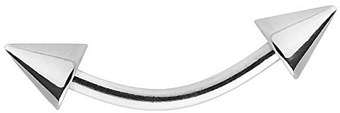 Piercingfaktor Unisex Banane Piercing aus Chirurgenstahl mit Spikes Augenbrauen Tragus Helix Lippe Ohr Nase Intim Silber 1,2mm x 6mm x 3x3mm