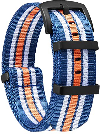 BINLUN Nylon Uhrenarmbänder Dick Premium Ballistic Multicolor Ersatzuhrenarmbänder mit Schwarz/Silbe Edelstahlschnalle für Männer Frauen 18mm 20mm 22mm 24mm (Upgrade Design Version)