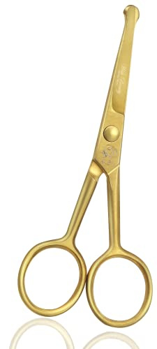 wishbeauty frisörsax barn säkerhet runda spetsar och böjda hår saxar barn frisyr saxar hår trimning sax professionell salong frisör sax för baby (guld 11,5 cm sax)