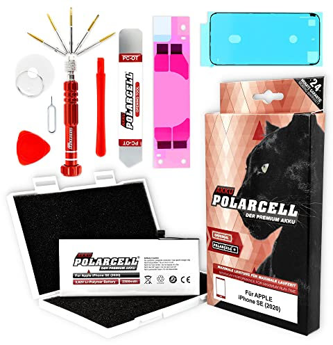 PolarCell Batteria di ricambio per Apple iPhone SE 2020, 2300 mAh, con set di attrezzi, 26% in più di capacità rispetto all'originale, A2296 A2275 A2298, celle selezionate A+