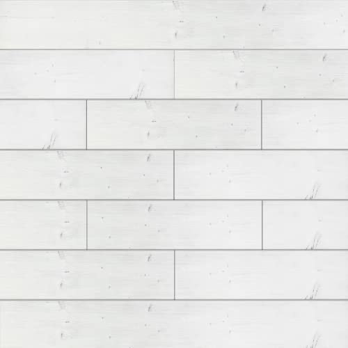 Brosisincorp Wood Panels for Wall Shiplap Planks Real Wood Boards Paneling, DIY Easy to Install Peel and Stick, Rustic Farmhouse Accent Wall - Wash White (5 Wide - 10 Pieces, 12.4 Sq. Ft)