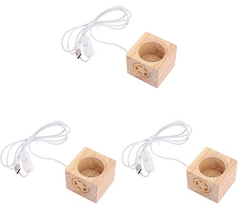 Uonlytech 3stücke Holz Wasserlicht Sockel Für Kristallkugel Kreativer Lampenhalter Mit Usb-aufladung Für Stimmungsvolle Beleuchtung Zu Hause Büro Als Für Freunde Und Familie