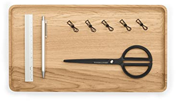 Oakywood Plateau Décoratif en Bois - Fabriqué à la Main - Rectangulaire - Organisateur Minimaliste pour Bureau, Coiffeuse - Décoration Maison - Chêne - 36x20 cm (14.1x7.9)