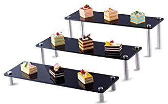 Kuchenständer ServierStänder Rechteckiger Kuchen-Standnachmittag-Tee-Dessert-Display-Stand-Frucht-Kuchen-Tablett-Dessert-Stand-Hochzeits-Party-Set-up for unterhaltsame Ereignisse und Zeremonien Torten