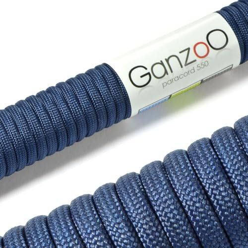 Ganzoo Paracord 550, corda da 4mm, 3 Metri, Poliestere, Tipo 3-7 fili interni, fai da te guinzaglio per cani collare bracciale, campeggio sopravvivenza e corda multifunzione, blu navy