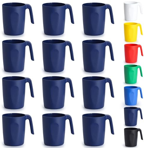 Kyraton Bicchieri di plastica riutilizzabili 12 pezzi, Tazze da caffè da viaggio leggere infrangibili e riutilizzabili Tazze di caffè facili da trasportare e pulire Microonde sicuro