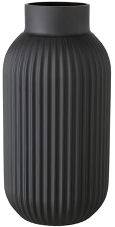 Vase Nordika – Glas, Schwarz, 30 cm, Ø 15 cm, Relief, handgearbeitet | Handgearbeitete Glasvase in Schwarz mit matter Reliefoberfläche und zeitloser, runder Form