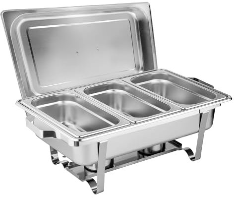 Morleos Calentador de alimentos Chafing Dish Basic Variaciones, 61 x 36 x 32 cm, acero inoxidable, recipiente térmico para comida (GN 1/3 Basic Chafing Dish)