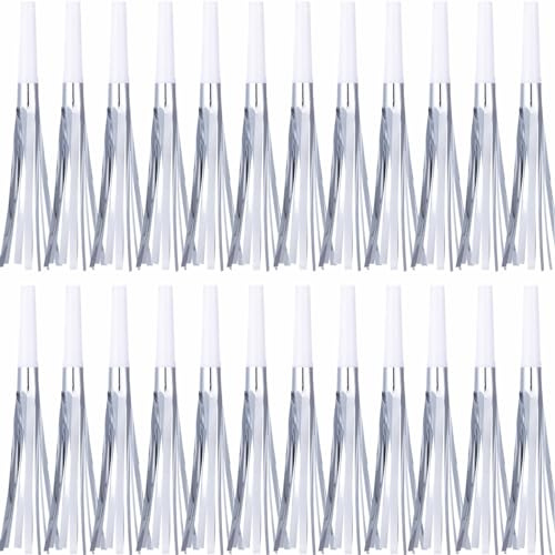 LCPQMZGH 24 Pcs Party Blowers, New Years Eve Noise Makers, Silver Noise Makers Horns for Baby Shower, Kids Birthday, New Year Party Favor