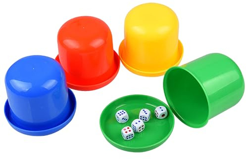 Lezevn 4 Pieces Dice Game Set Plastic Dice Shaker Container Dice Shaker Cup Set Party Props Game Accessory for Bar