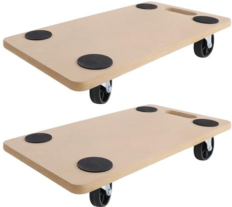 UISEBRT 2 Stück Transportroller 580 x 290 x 108mm Rollbretter Transport aus MDF-Platte Möbelroller Transporthilfe für Umzug Möbel-Transport - 200kg Tragkraft