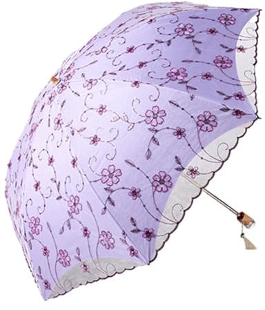 ISAKEN Sonnenschirm Damen Frauen Vintage Spitzenschirm Winddicht Tragbar Regenschirm Faltbarer Kompakter Handschirm Taschenschirm UV-Schutz Schirm für Outdoor Camping Reise Alltag