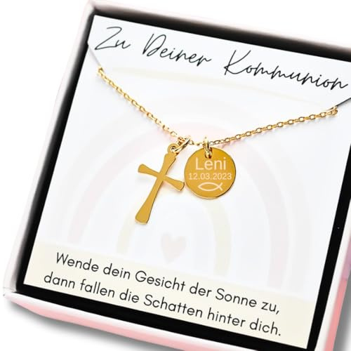 925er Silber Kreuz Halskette personalisiert als Geschenk zur Kommunion/Konfirmation/Taufe