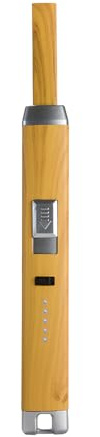 EUROtops Plasma-Stabfeuerzeug mit Akku, flammenlos, Holzoptik, Langer Hals | LED-Ladestandsanzeige, USB-Ladekabel, Lichtbogen-Feuerzeug für Kerzen, Teelichter und Windlichter, edle Schatulle